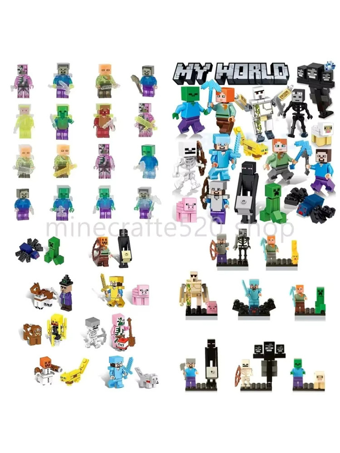GAGAGIRL Minecraft Bausteine Set mit Creeper, Hexe und Steve Action Figuren für DIY Montage Spielzeug, Mehrfarbig - Bild 4