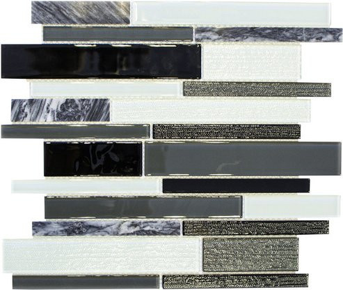 HuH Mosaikfliese Night Wandbelag bunt in Grau und Schwarz, B/H: 30 x 28,6 cm - Bild 1