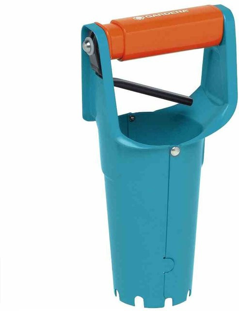 Gardena Blumenzwiebelpflanzer aus Qualitätsstahl in Türkis mit Griff-Auslöseautomatik und Tiefenskala - Bild 4