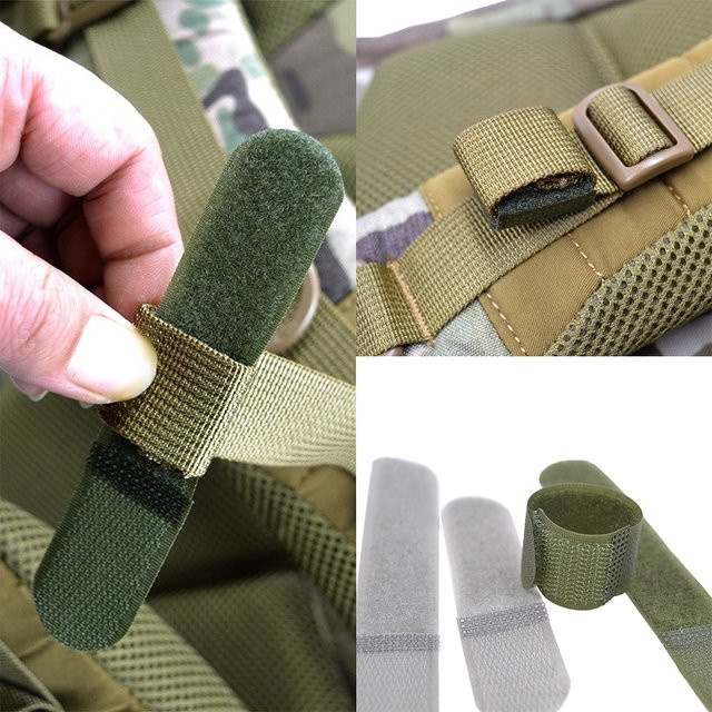 5er Set taktische Nylonbänder mit Klettverschluss als wiederverwendbare Kabelbinder und Organizer für Rucksäcke und Ausrüstung - Bild 1