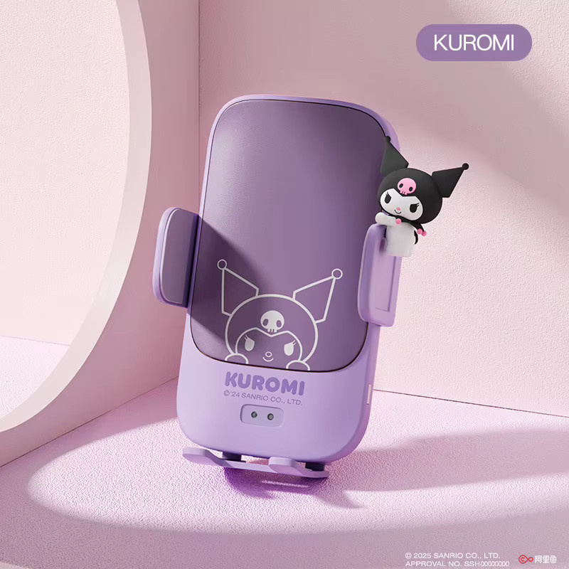 Sanrio Kuromi Handyhalterung für das Auto, wiederaufladbare kabellose Navigationshalterung in Lila - Bild 5