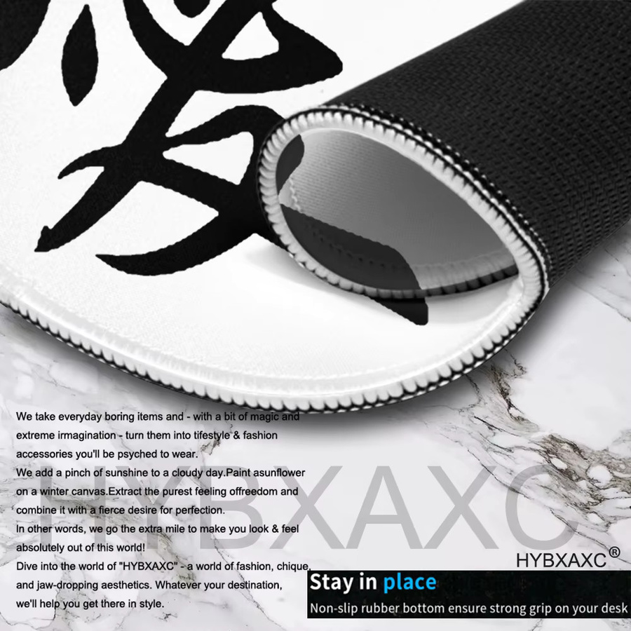 HYBXAXC HD E-Sports Mauspad mit chinesischem Schriftzeichen Love in Weiß, Speed-Mausmatte mit Fixierkante und ultrafeiner Oberfläche, B/T: 45 x 40 cm - Bild 5