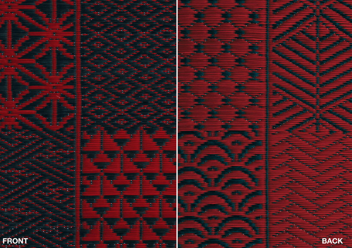 Jannelli & Volpi Wallpaper Hiroma 6302 Tapete mit abstraktem orientalischem Streifenmuster in Rot und Türkis - Bild 1