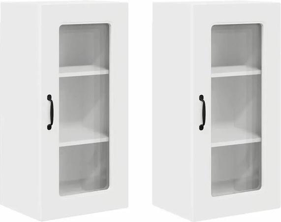 vidaXL Küchenwandschrank 2er Set Weiß Matt, Wandmontage mit Scharniertüren, B/T/H: 40 x 31 x 80 cm