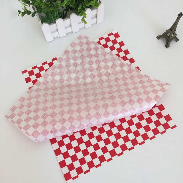 100 Stück Fettresistentes Backpapier in Rot für Fast Food, Pizza und Hamburger - Bild 1