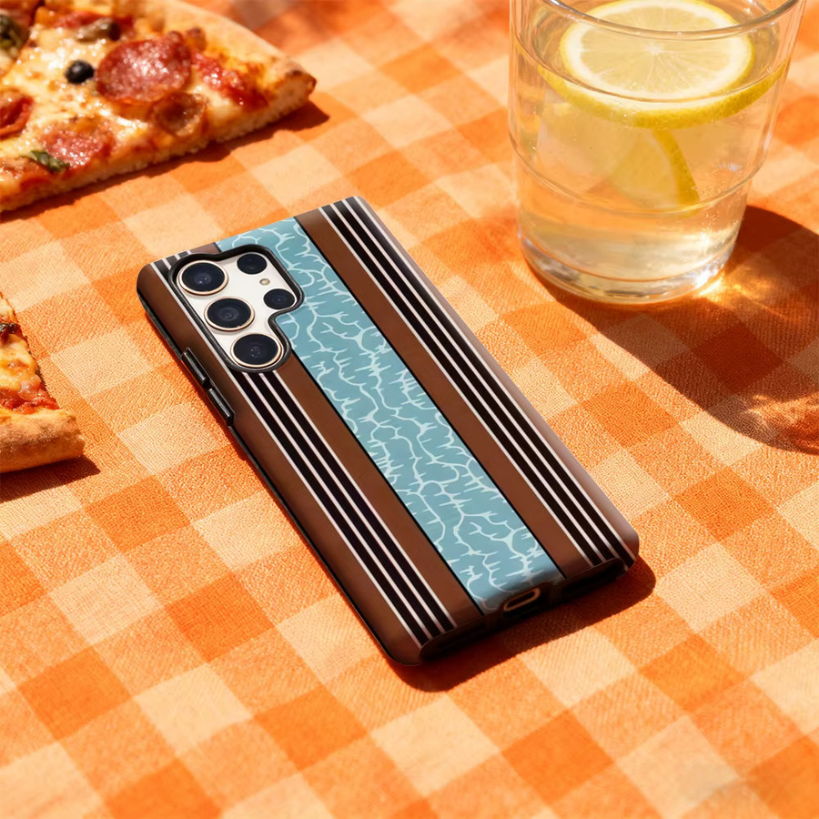 Samsung Handyhülle mit Retro-Streifen und Wasser-Effekt für Galaxy S25 Ultra, S24 und S23 Ultra Plus in Multicolour mit glänzender doppellagiger Rückseite - Bild 3