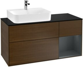 V&B Waschtischunterschrank Finion mit Wandbeleuchtung, Breite: 120 cm, Tiefe: 50,1 cm, Höhe: 50,1 cm, lackiert, walnussverlaufend - Bild 1