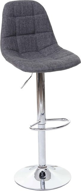 Barhocker MCW A67 in Grau mit Stoffbezug und Chromfuß, drehbar mit modernem Design - Bild 1