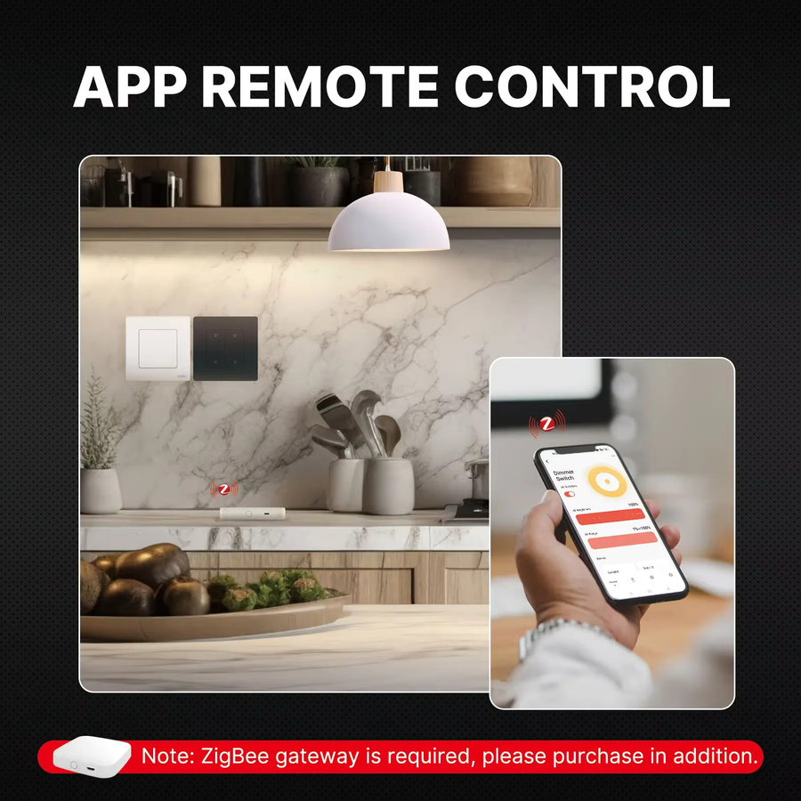 MOES ZigBee Smart Dimmer Schalter Star Ring Serie für Smart Life App, kompatibel mit Alexa und Google Home, dimmbar, 1-3 Gang, Weiß - Bild 4