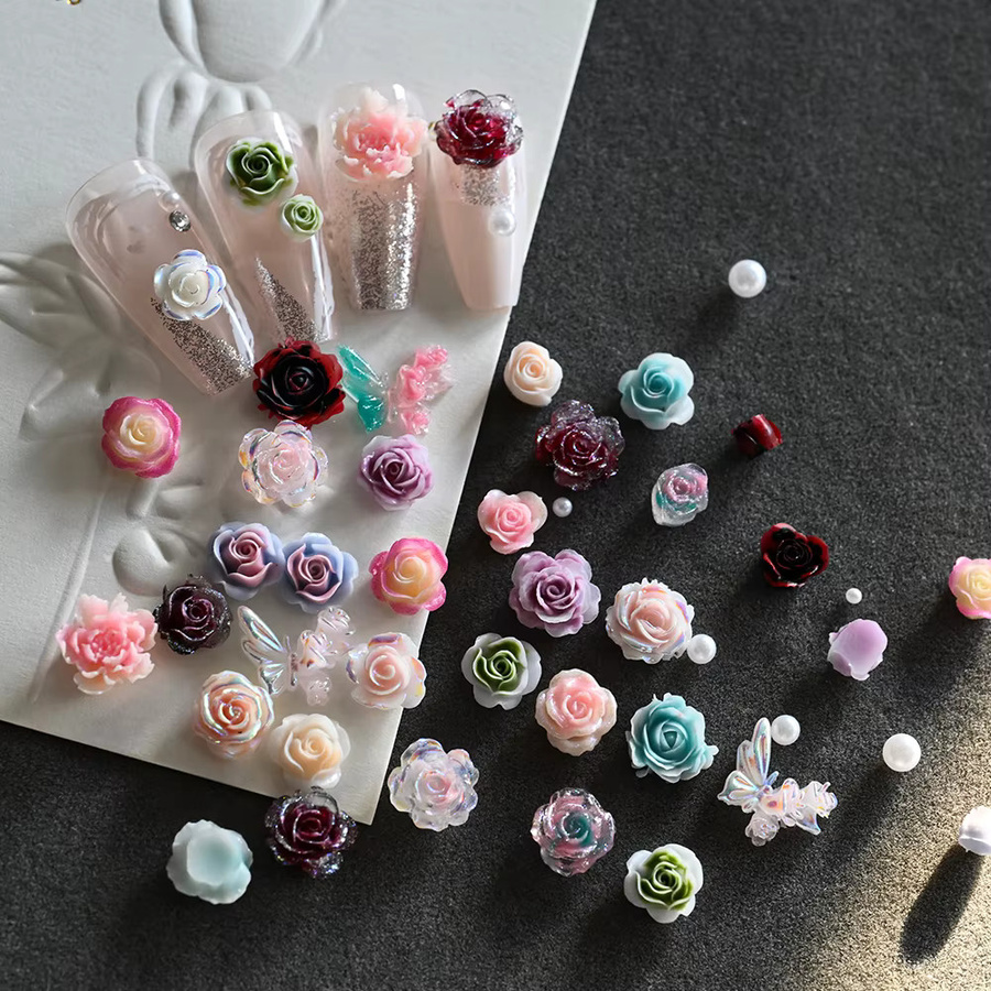 MAFANAILS Nail Art Charms, Kamelie Rose Schmetterling Perle, Glänzend - Bild 3