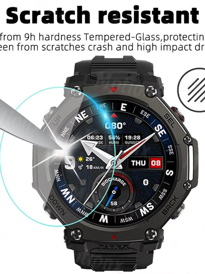 Mptionx Displayschutzfolie für Huami Amazfit T-Rex 3Pro, Glas, Schwarz - Bild 4