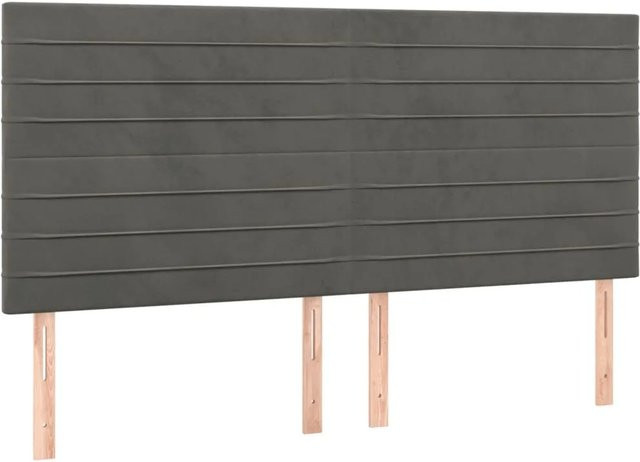 vidaXL LED Kopfteil aus Samt in Dunkelgrau, Breite: 160 cm, Tiefe: 5 cm, Höhe: 118 cm bis 128 cm - Bild 1