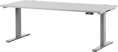 Schäfer Shop Genius Schreibtisch MODENA FLEX, elektrisch höhenverstellbar, Rechteck, T-Fuß, B/T: 180 x 80 cm, lichtgrau/weißalu - Bild 1