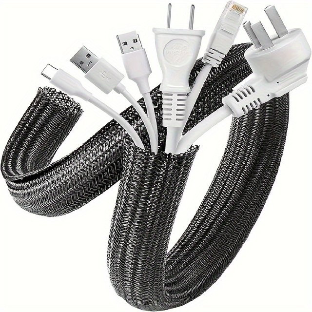 Nylon-Kabelhülle zum Schutz von Computer-Kabeln unter dem Schreibtisch in Schwarz oder Weiß - Bild 1