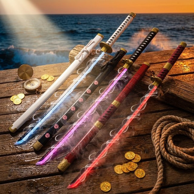 Bandai One Piece Zoro Cosplay Requisite, LED-Licht Samurai-Säbel, Holz - Bild 1