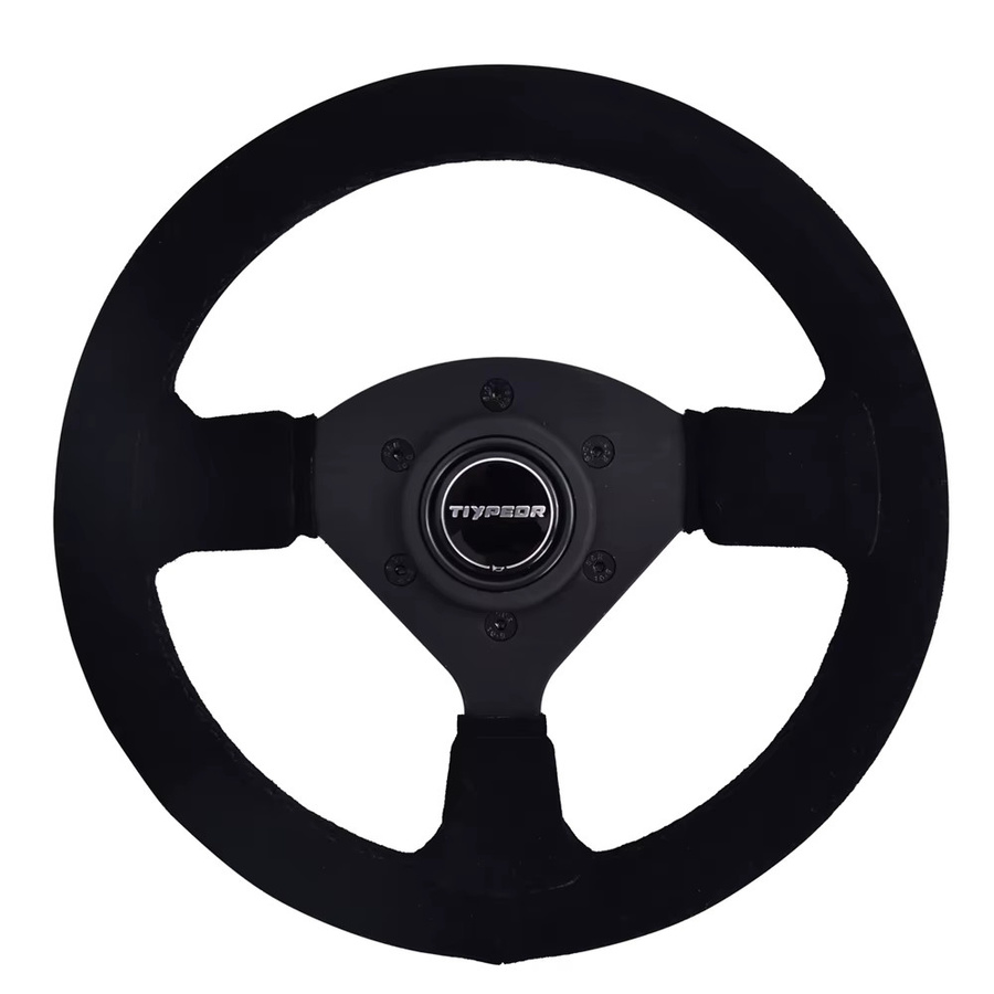 TIYPEOR Sportlenkrad mit 3 Speichen aus schwarzem Wildleder, 270 mm / 11 Zoll, Drift Simulations-Rennlenkrad - Bild 2