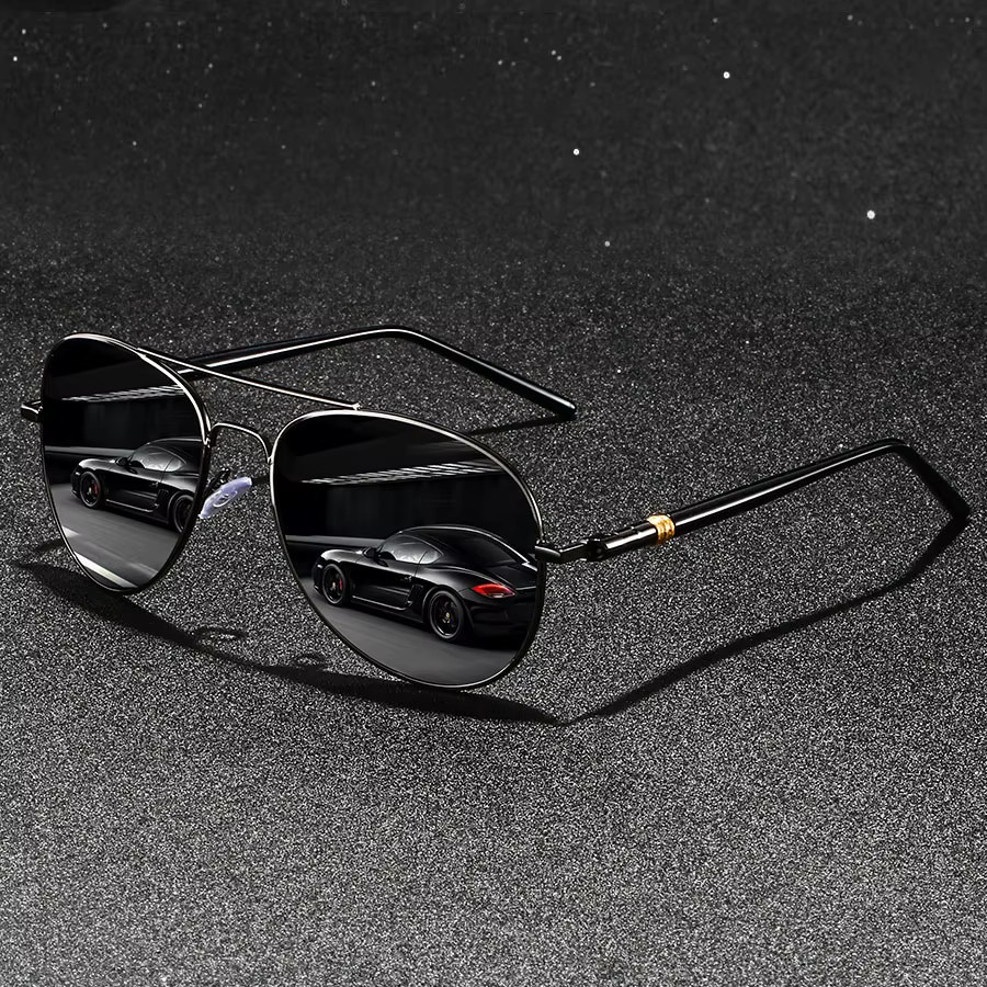 Sonnenbrille Aviator, Metall, Vollrand, Unisex, Schwarz - Bild 1