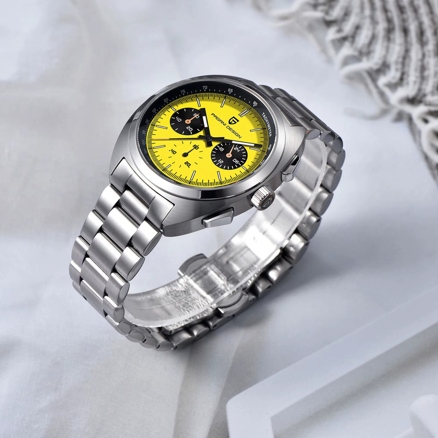 PAGANI DESIGN Armbanduhr, Quarz, Edelstahl, Gelb, Herren, Saphirglas - Bild 2
