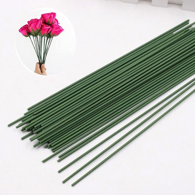 Blumenstieldraht für Floristen zum Basteln, dunkelgrüner Metalldraht, Länge: 40 cm, Durchmesser: 2 mm - Bild 1