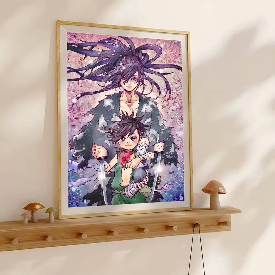 Dororo Hyakkimaru Anime-Poster von Bilibili als wasserdichter Wandkunst-Aufkleber in Vintage-Optik, Mehrfarbig, Rechteckig, B: 20,0 cm, H: 20,0 cm - Bild 3
