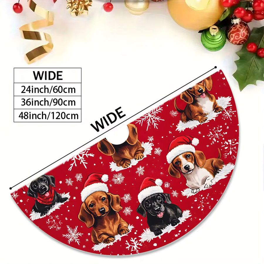 Vikama Klassischer Dackel-Weihnachtsbaumrock in Rot mit Animal Print für Weihnachten und Neujahr - Bild 3