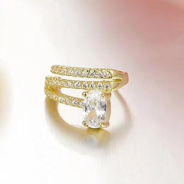 YIRAN Jewelry Ohrklemme Sternform, Messing, Zirkonia, Kristall, Damen - Bild 1