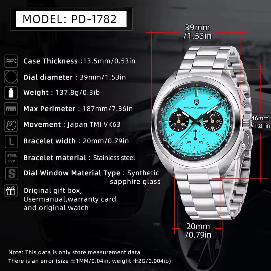 PAGANI DESIGN Chronograph, Quarz, Edelstahl, Saphirglas, Herren - Bild 6