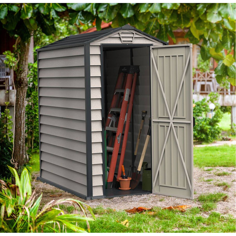 Duramax Kunststoff Gartenhaus Geräteschuppen mit Drehtür in Grau, H x B x T: 192 x 104 x 180 cm - Bild 5