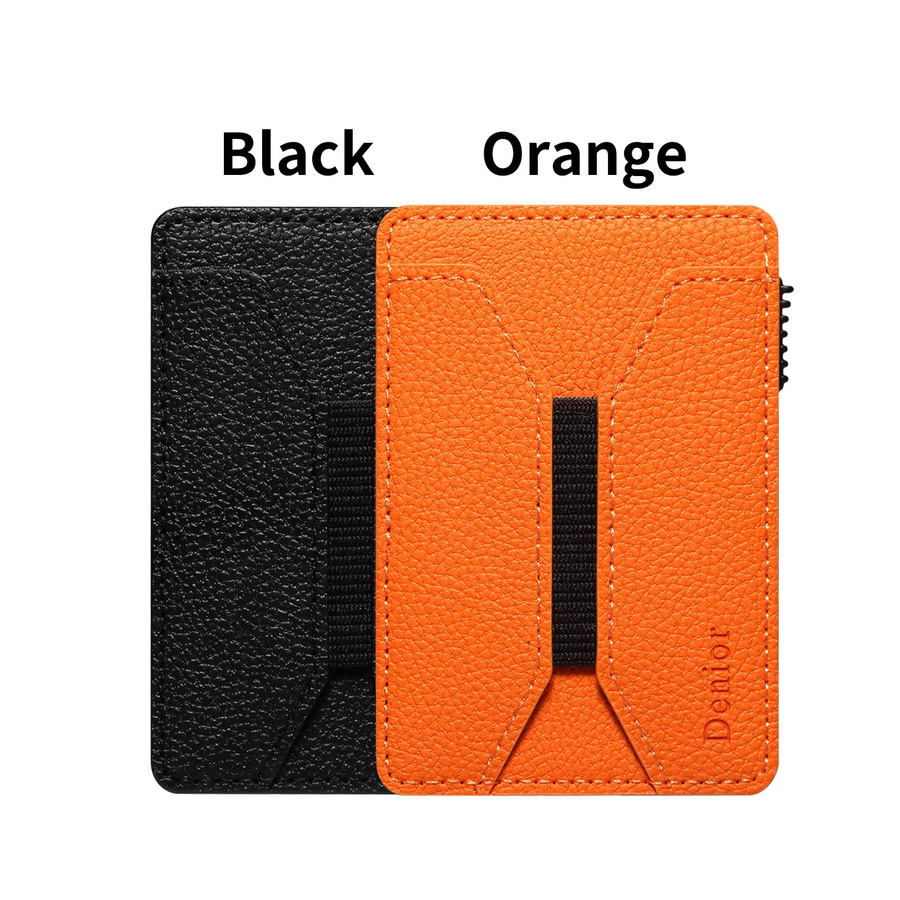 Handy-Geldbörse aus Kunstleder mit Magnetverschluss und automatischem Kartensteckplatz in Schwarz oder Orange - Bild 4
