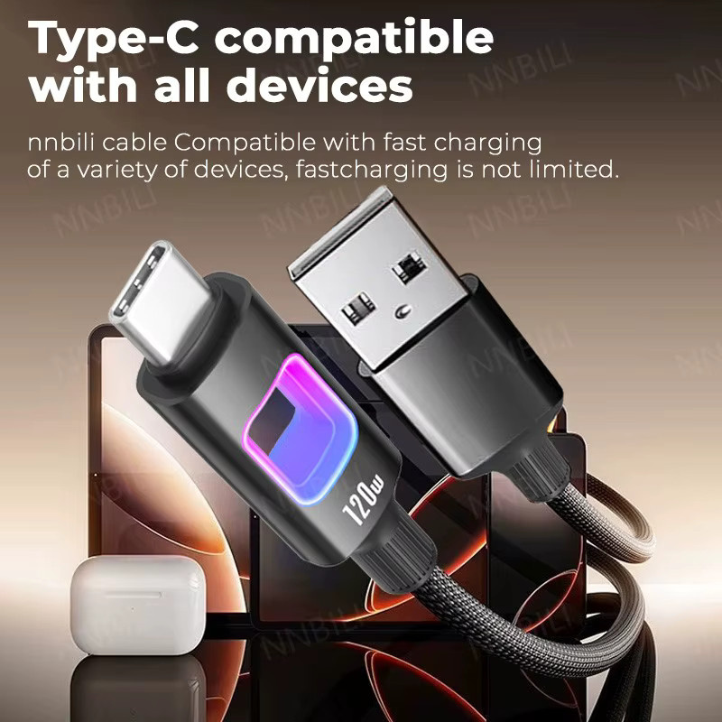 NNBILI USB-C zu USB-C Schnellladekabel mit 120W PD Dual Type-C Anschluss in Schwarz - Bild 6
