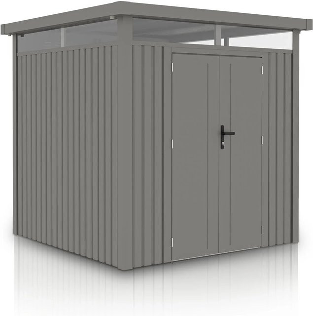 Juskys Gerätehaus Luzern Pro Metall Geräteschuppen 5,3 m² in Taupe, B: 230 cm, H: 222 cm, T: 230 cm - Bild 1