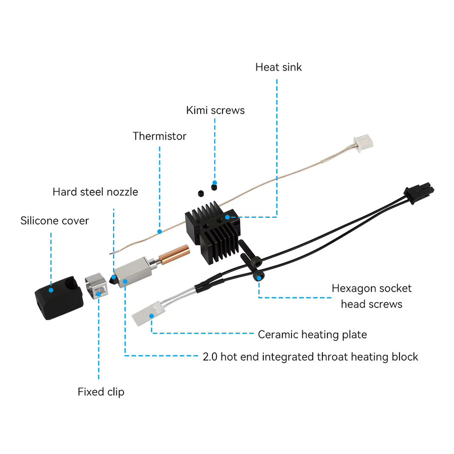 Qidi Hotend-Kit mit Keramik-Heizstab für Qidi X Plus 3, X Max 3, X Smart 3 und Q1 Pro in Schwarz - Bild 2