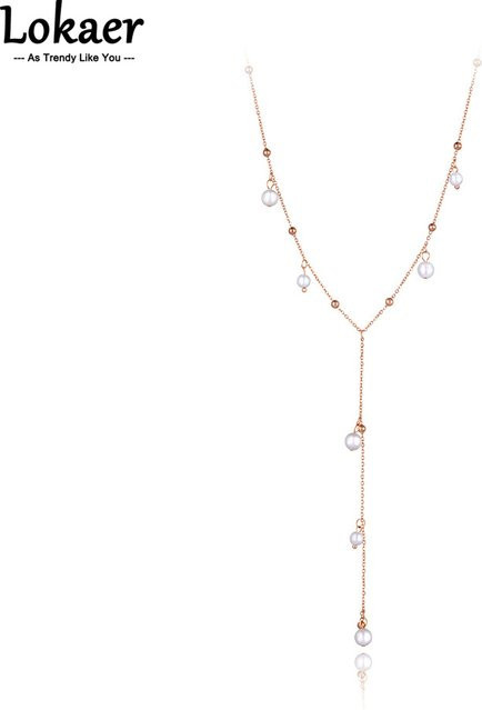 Lokaer Choker Halskette Edelstahl, weiße Perle, Damen - Bild 1