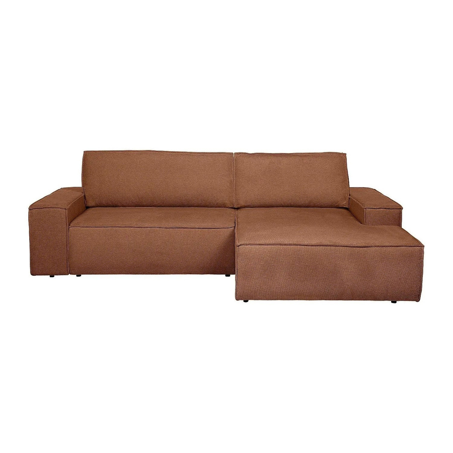 Vente-unique Schlafsofa Amelia in Terracotta, L-Form mit Schlaffunktion und Strukturstoff, Breite: 267 cm - Bild 2