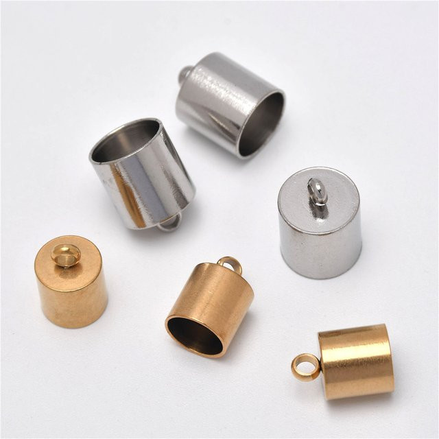 Endkappen Edelstahl, Laufschnur Endkappen mit Schlaufe, 2-10mm, Unisex - Bild 1