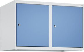 C+P Aufsatzschrank 7035/5023 mit 2 Abteilen und Zylinderschloss, B/T/H: 80 x 50 x 50 cm, Grau/Blau - Bild 1