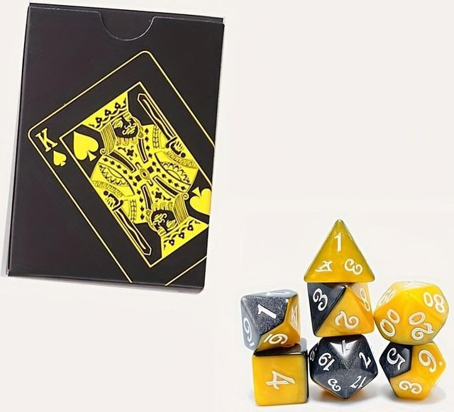 SZ-Damai Spielkartenspiel und 7er-Würfel-Set, Kunststoff, Gelb, Bunt / Mehrfarbig - Bild 1