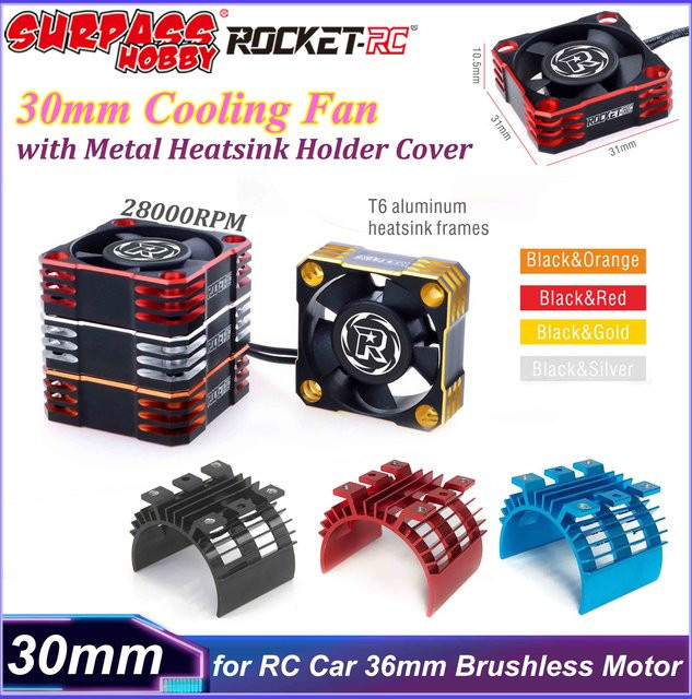 ROCKET-RC 30 mm Lüfter, mit Metall-Kühlkörper-Halterabdeckung, Schwarz - Bild 1