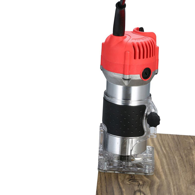Aimo Kantenfräse mit 800 W und 30000 U/min, elektrischer Trimmer für Holz und Laminat mit transparenter Basis und Kantenführung, Rot - Bild 5
