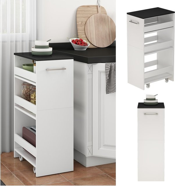 Vicco Rollregal Rivo Küchen-Minibar Weiß Anthrazit Breite: 30 cm, Höhe: 84,4 cm - Bild 1