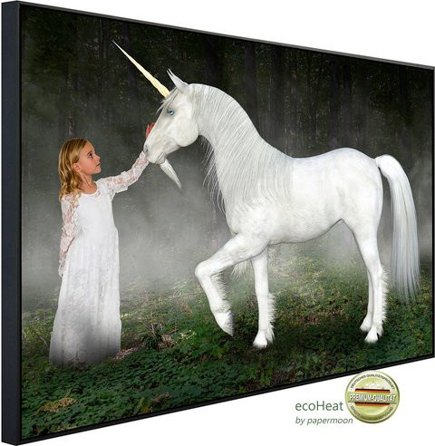 papermoon EcoHeat Infrarotheizung Einhorn Hoffnung Liebe Frieden in Bunt mit Matt-Effekt, App-Steuerung und Überhitzungsschutz - Bild 1