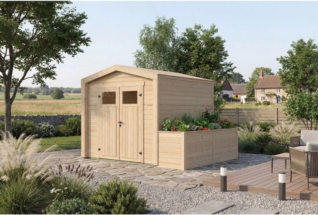 Weka Holz-Gartenhaus Killarney mit Satteldach in Natur Braun, B: 320 cm, T: 248 cm, H: 246 cm - Bild 1