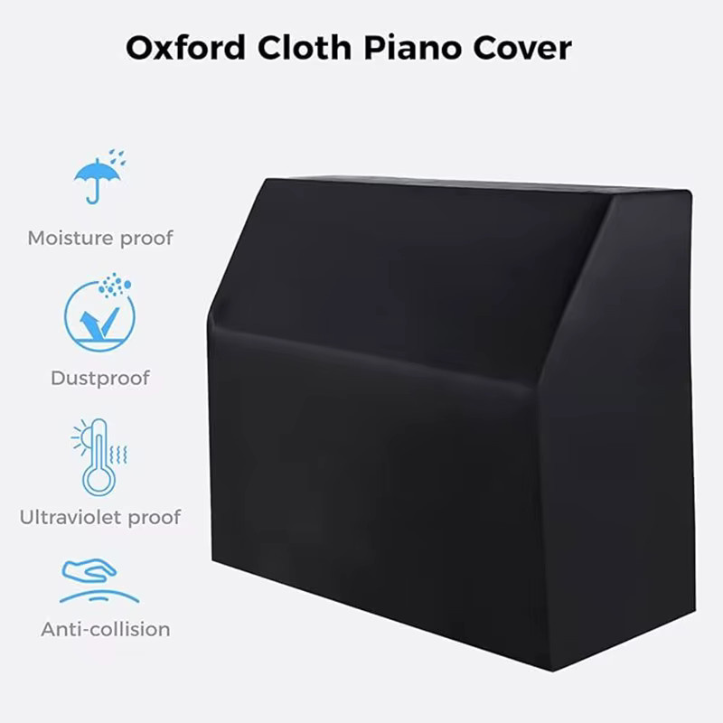MY·BAKERMAN Klavierabdeckung für Upright Klaviere aus silberbeschichtetem Oxford-Stoff, staubdicht und wasserdicht, Farbe: Silber/Schwarz - Bild 3