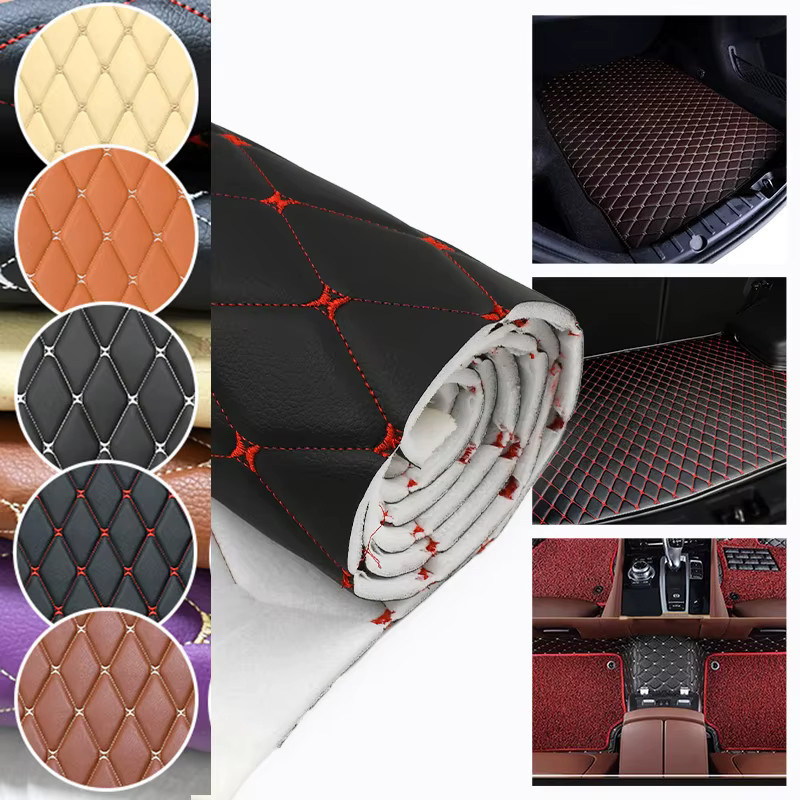 Dekoratives PVC Kunstleder mit Stickerei für DIY Handwerk, Auto, Sofa oder Taschen, B: 45 cm, L: 160 cm - Bild 1