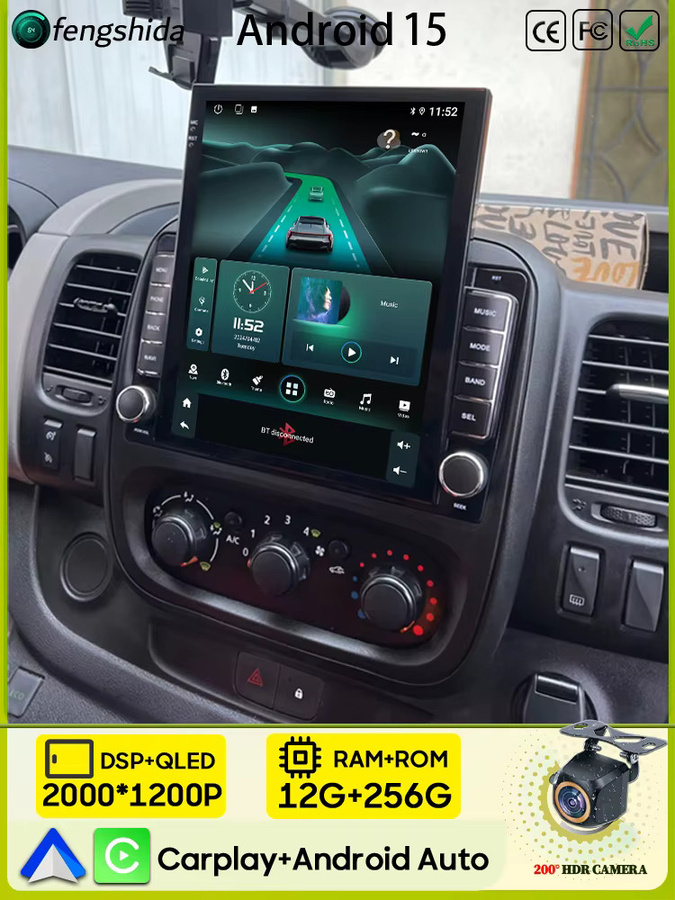 FengShiDa Android Auto Radio mit CarPlay und GPS für Renault Trafic 3 (2014-2021) und Opel Vivaro B, 9 Zoll Monitor in Schwarz mit Bluetooth und 4G Unterstützung - Bild 6