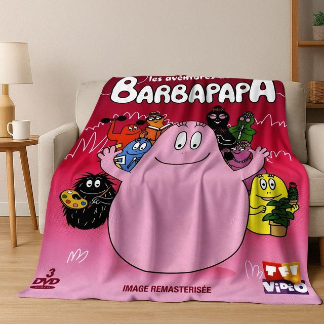 Barbapapa Barbamama Familie 3D Flanell-Überwurfdecke für Kinder, weiche und warme Kuscheldecke aus Polyester, Farbe: Pink, B/B: 150 x 200 cm - Bild 1