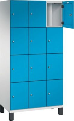 C+P Schließfachschrank Cambio mit 3 Abteilen und 12 Fächern, auf Füßen, lichtgrau/lichtblau, B/T/H: 90,0 x 52,5 x 198,0 cm - Bild 1