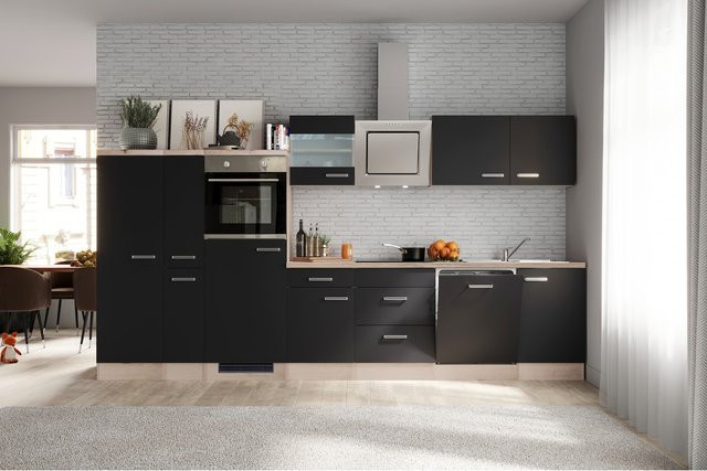 Flex-Well Exclusiv Küchenzeile Lara in Anthrazit und San Remo Eiche, Breite: 360 cm, Höhe: 169 cm, Tiefe: 60 cm - Bild 1