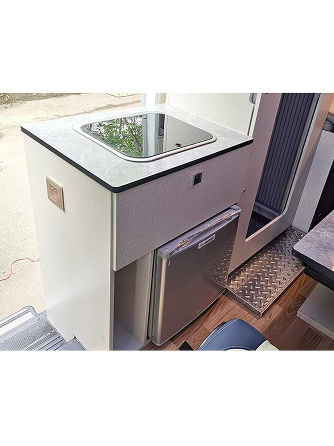 ZUIMI Wohnmobilküchenschränke aus Aluminium in Weiß, moderne Einbauküche für Wohnmobile, Wohnwagen und Anhänger, wasserdicht und feuerfest, mattes Design - Bild 2