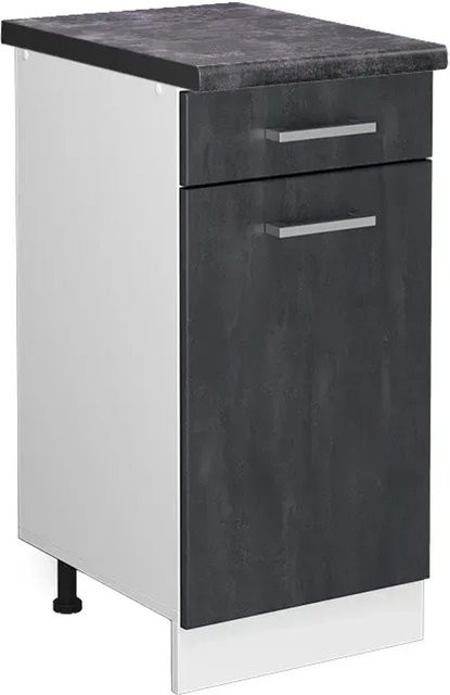 Vicco Küchenunterschrank R-Line Schubladenschrank in Schwarz Beton und Anthrazit mit weißem Korpus, Breite: 40 cm - Bild 1